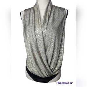 BISOU BISOU Gold Metallic Wrap Top, Medium